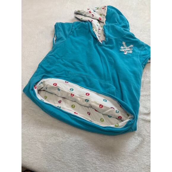 Zoo York Blue Short Sleeve Hoodie with Skull Print Lining - Picture 5 of 7